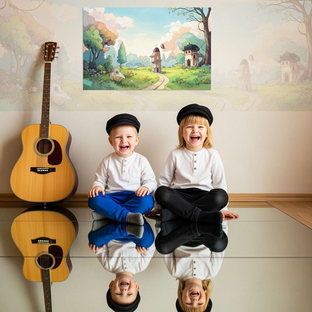 Joyful Lithuanian Children with Mirrored Reflections