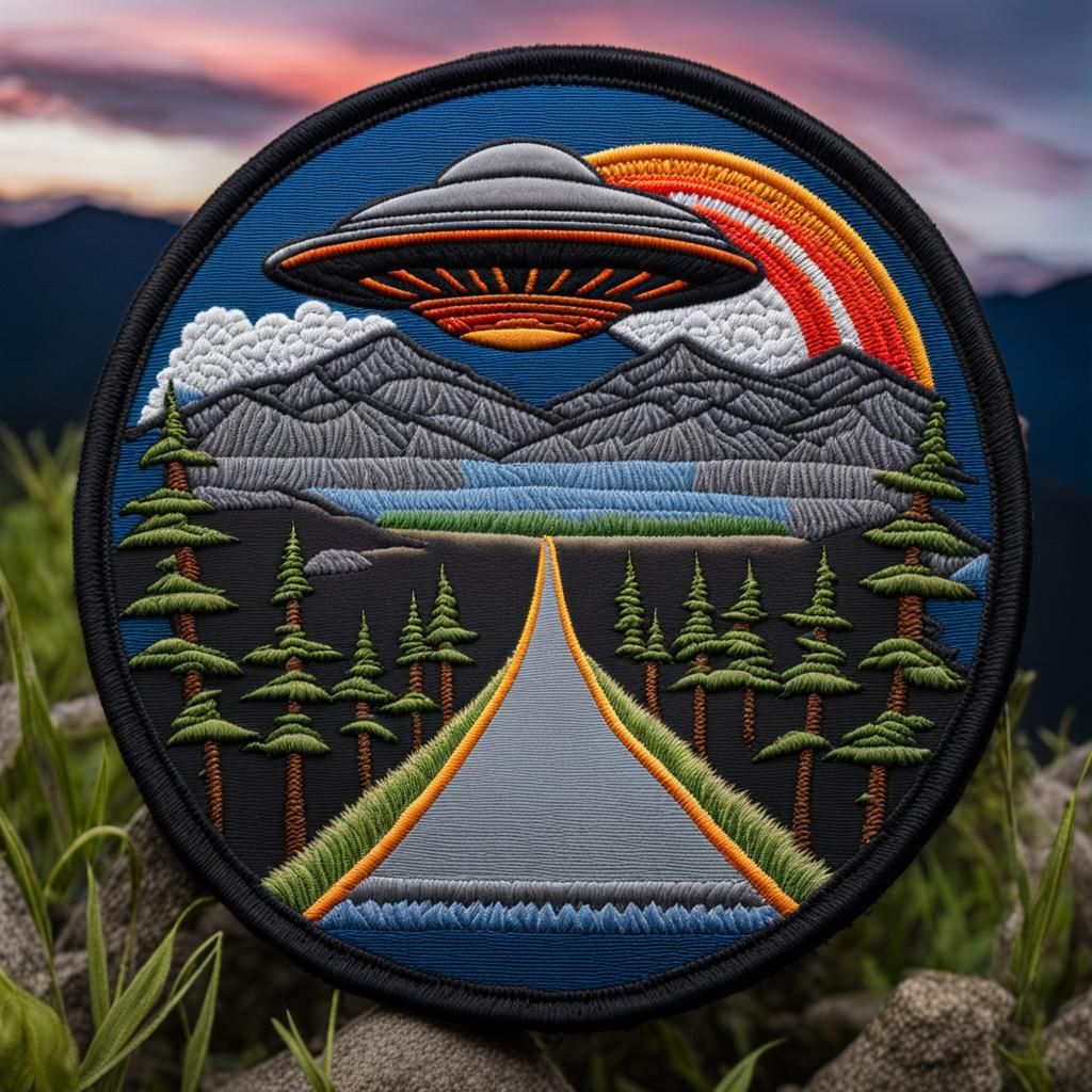 Embroidered circular patch AI Generated Artwork NightCafe Creator