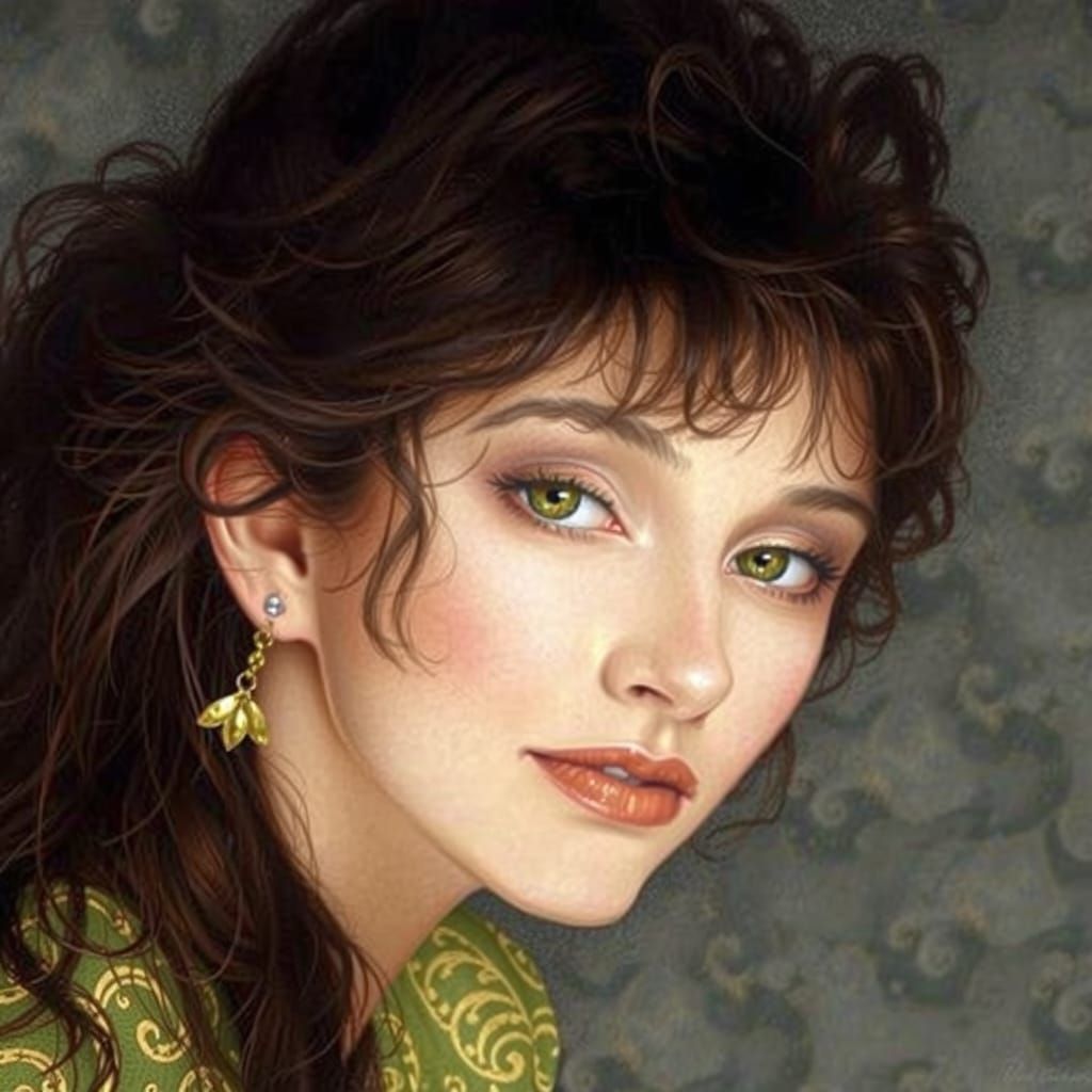 Whimsical Hazel-Eyed Fantasy Maiden in Ethereal Mist