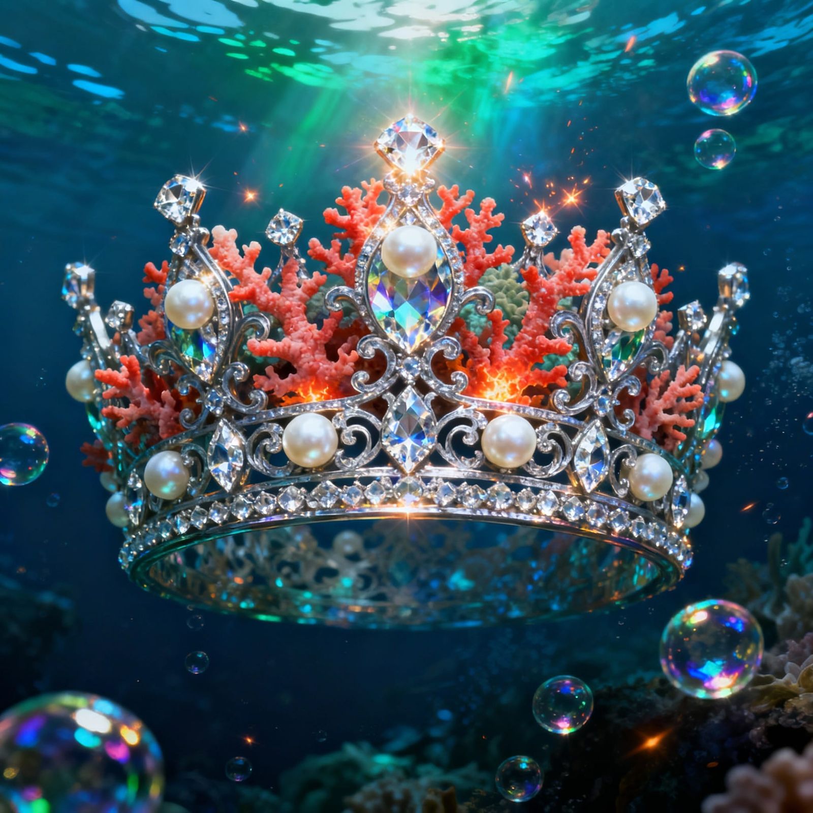 Magnificent crown with coral, pearls and diamonds  by @DW