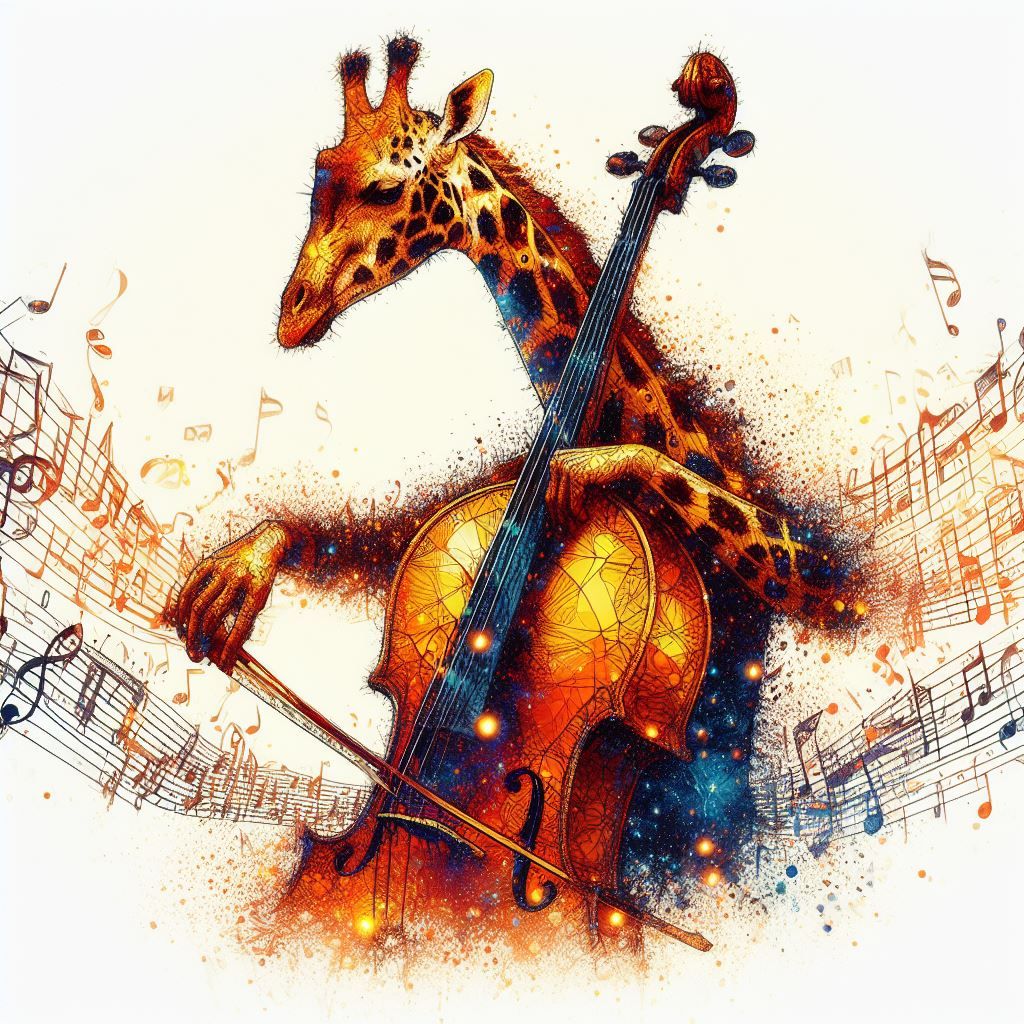 Giraffe playing the Cello