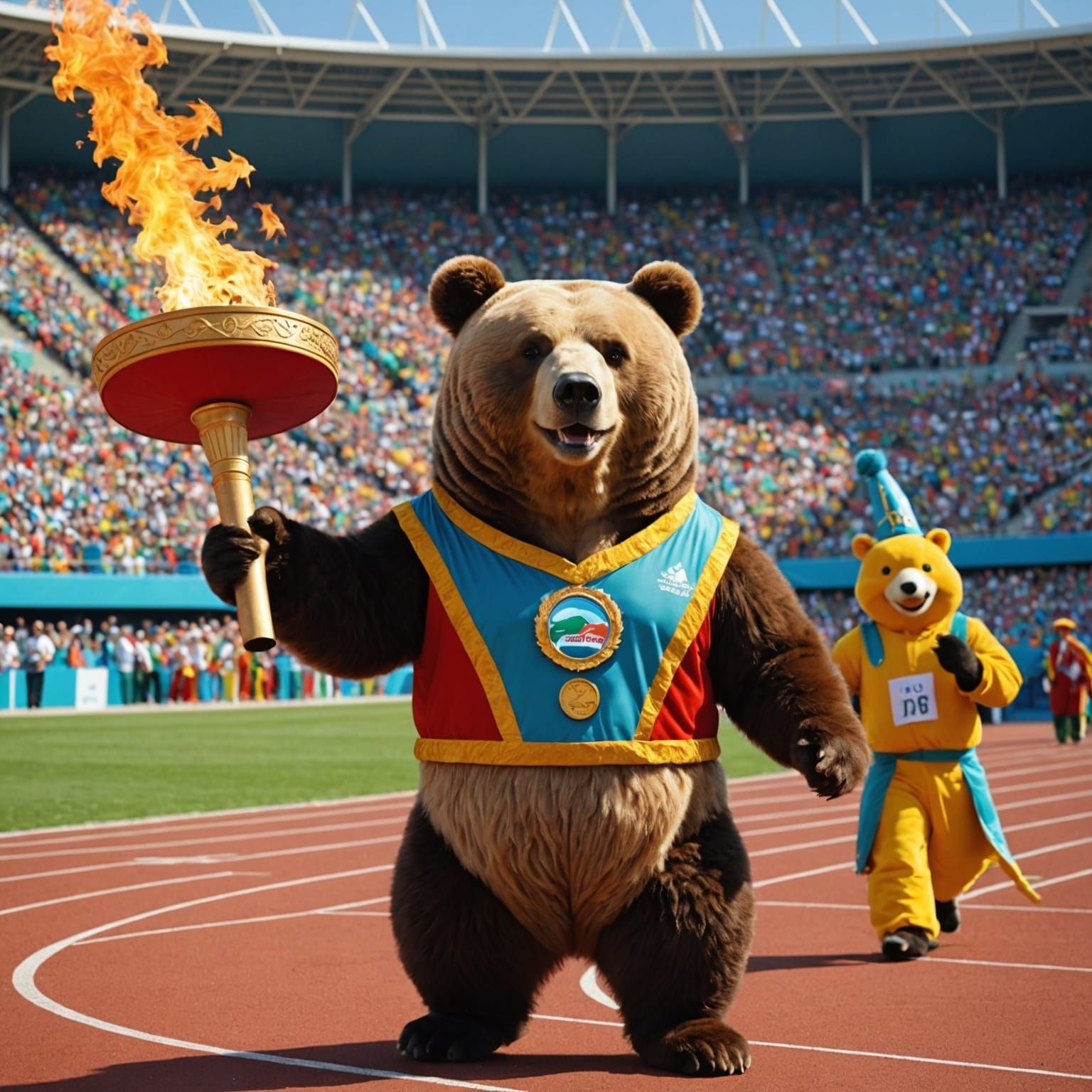 Opening Ceremony of the Animal Olympics: The Bear Torchbearer Leads the Parade! 🐻🔥🏅