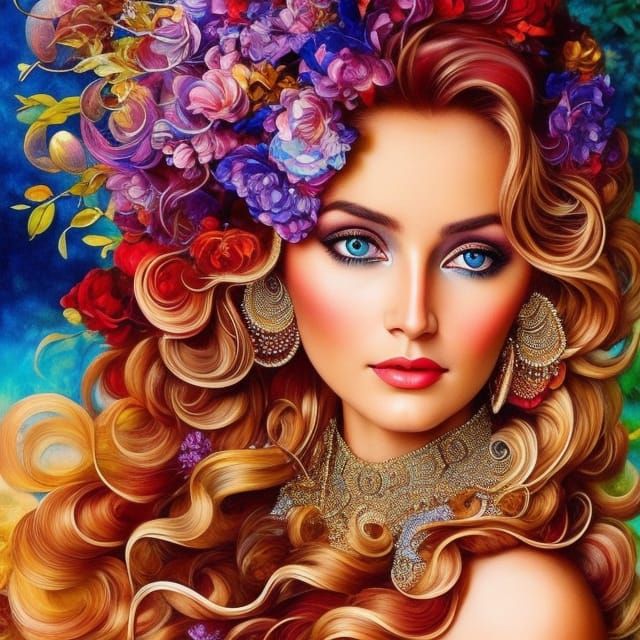 Blonde Woman in Madagascar: Alcohol Ink Maximalism