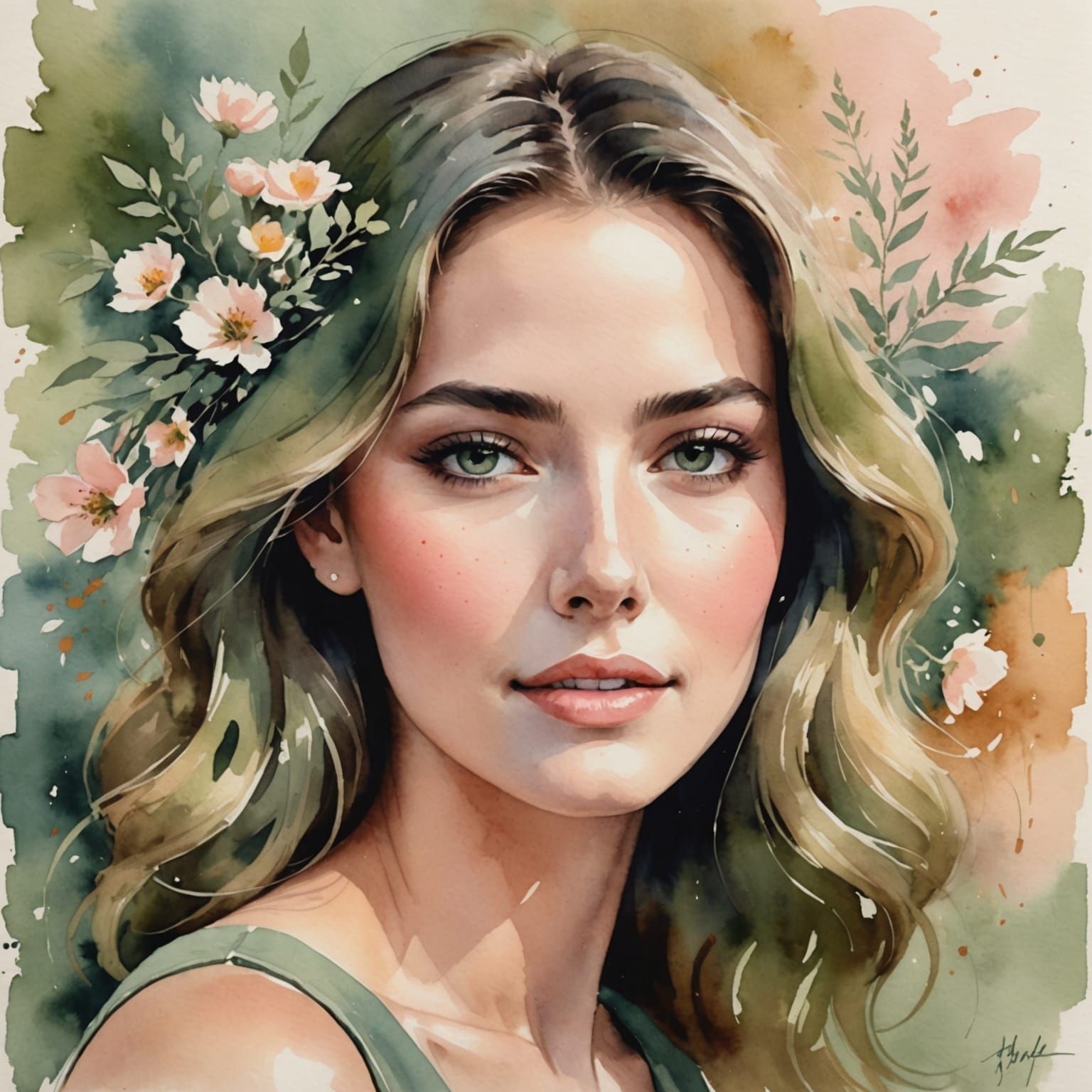 Watercolor portrait of a woman