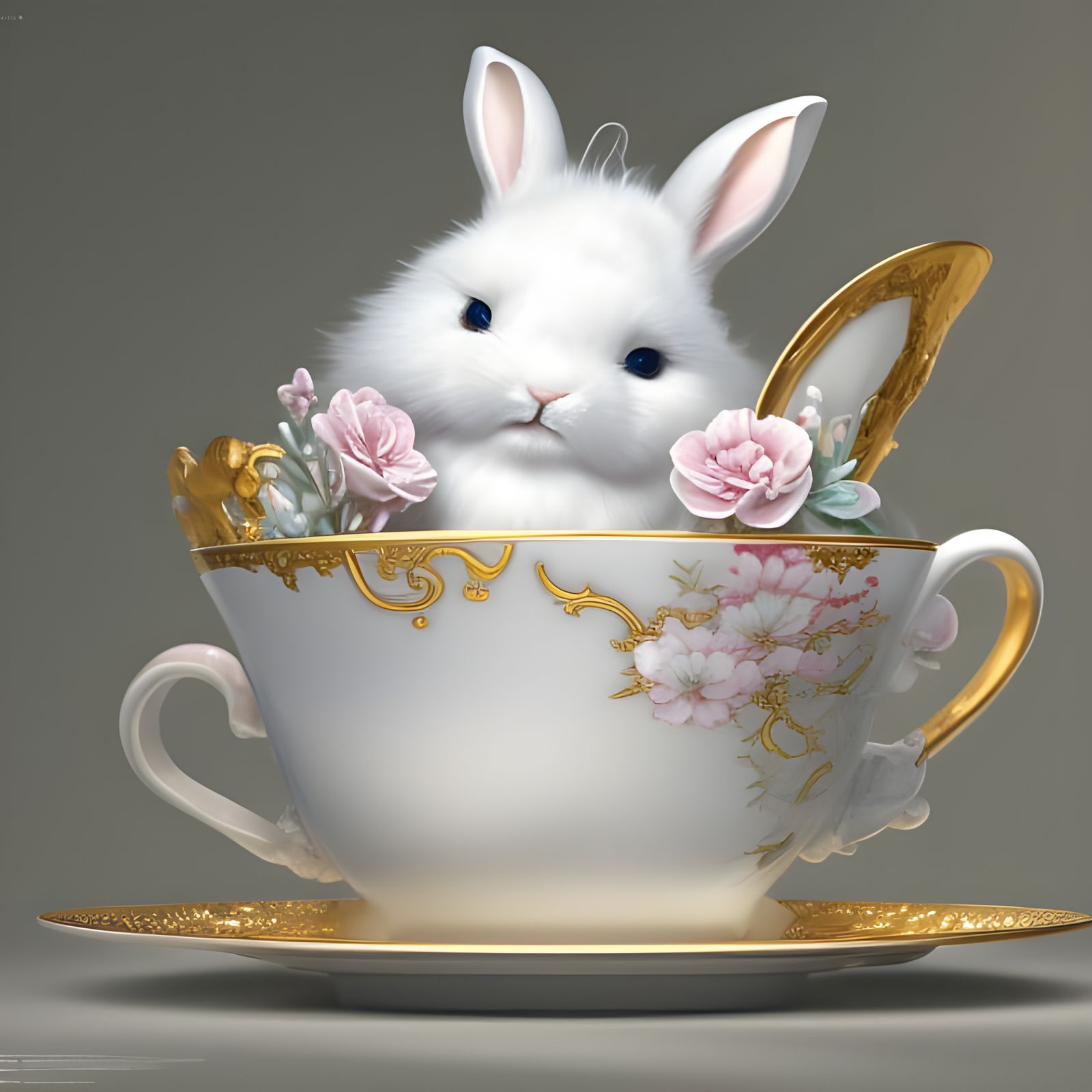 Cute rabbit in teacup AI Generated Artwork NightCafe Creator