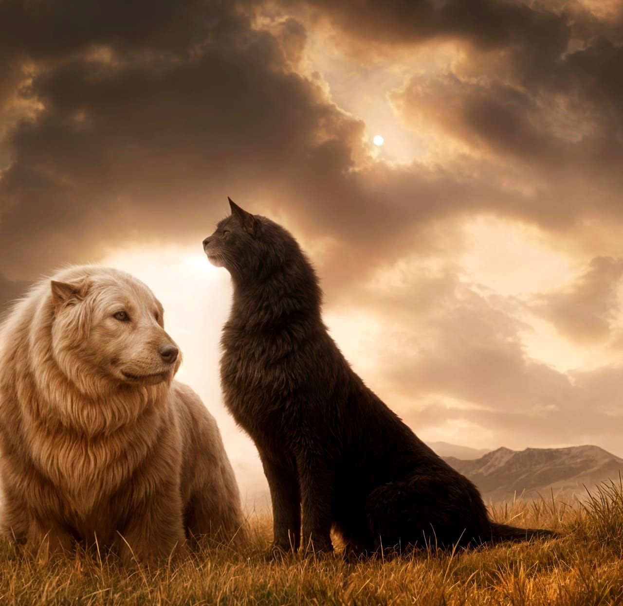 Long Story: the best fed legendary Mid-Asien Ovcharka ever and his recently reconciled with feline friend who is also -...