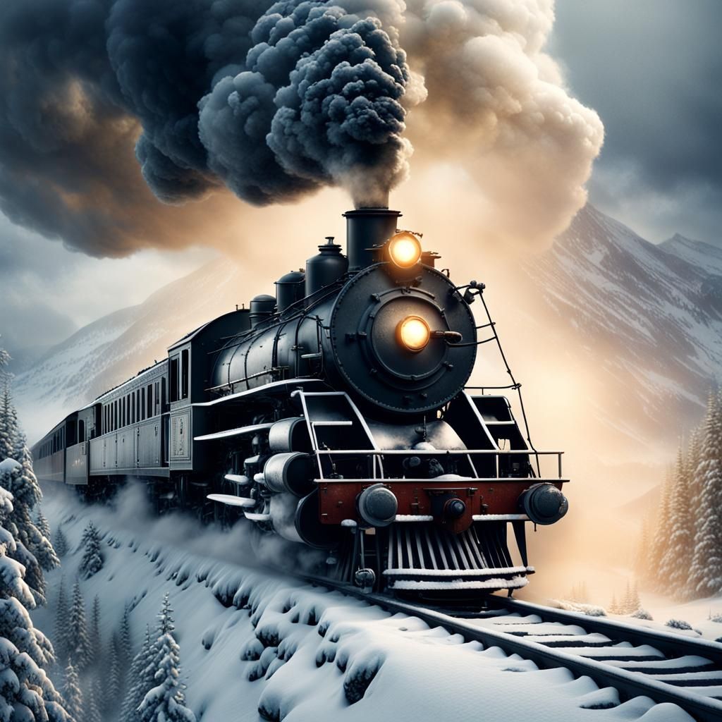 A steam locomotive makes its way through a blizzard Epic cin...