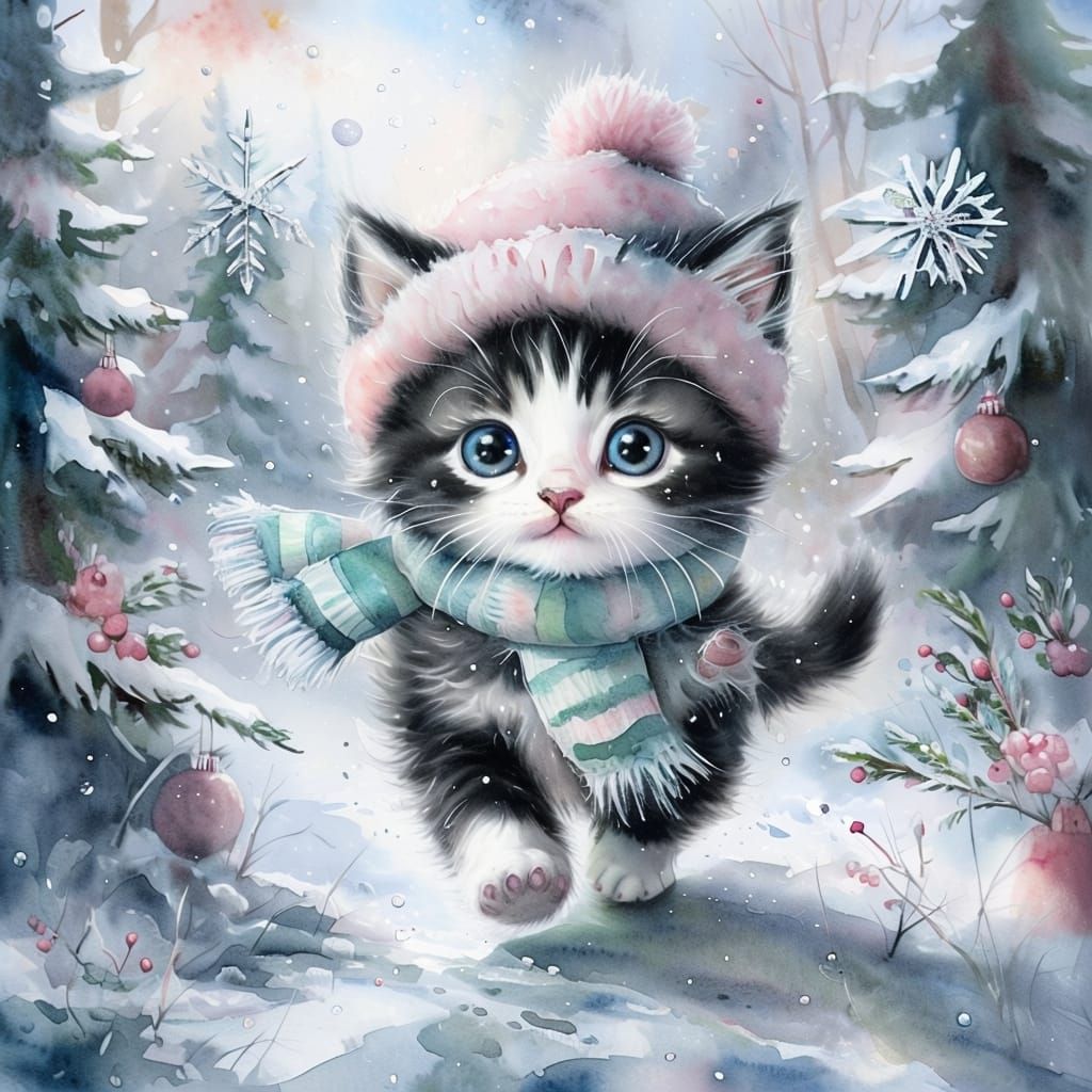 Whimsical Winter Molly Kitten