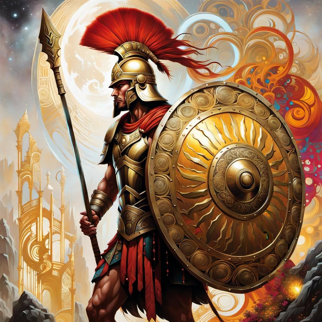 Ancient warrior with shield  by @Meles meles