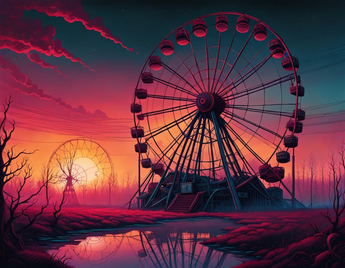 Pripyat amusement park ☢️ (Chernobyl Ferris wheel)  by @ShuruAI