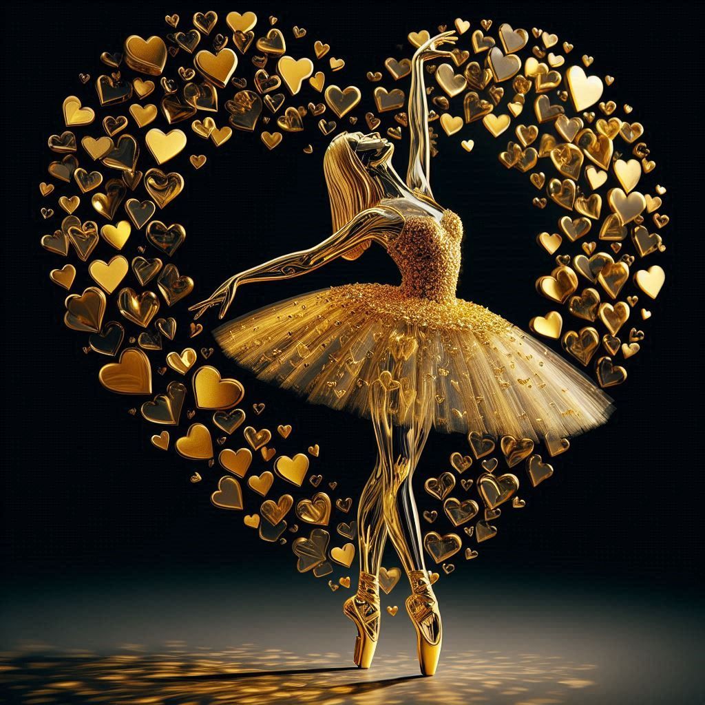 BAILARINAS DE CRISTAL DORADO, CORAZONES,.....