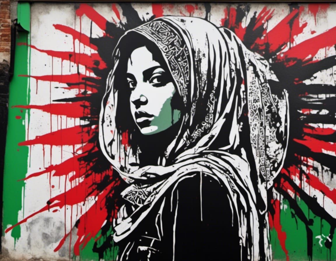 بسمة (Basma) | 🇵🇸 graffiti mural portrait (Neo-expressionism)