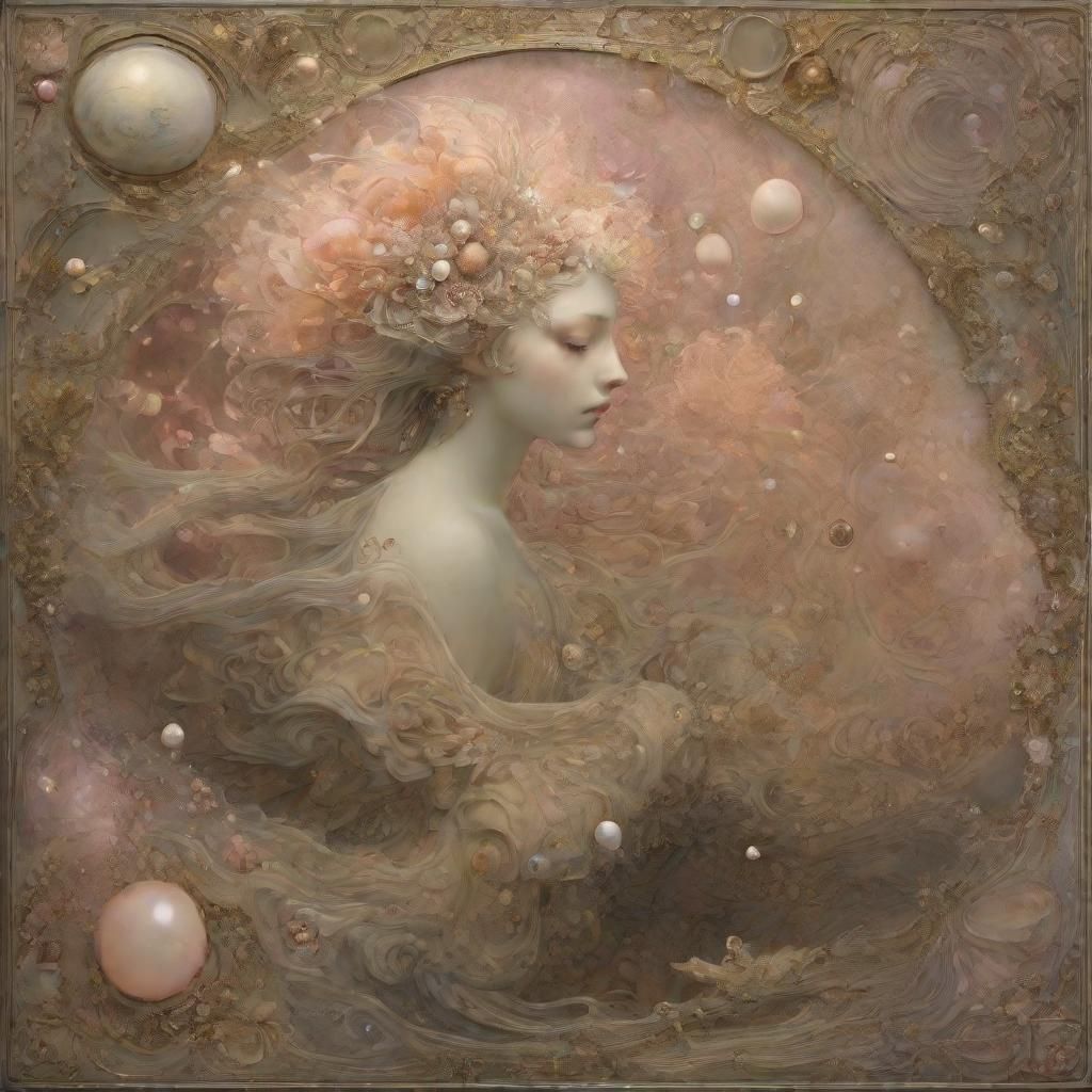 Ethereal Water Fairies in Surrealist Decoupage Style