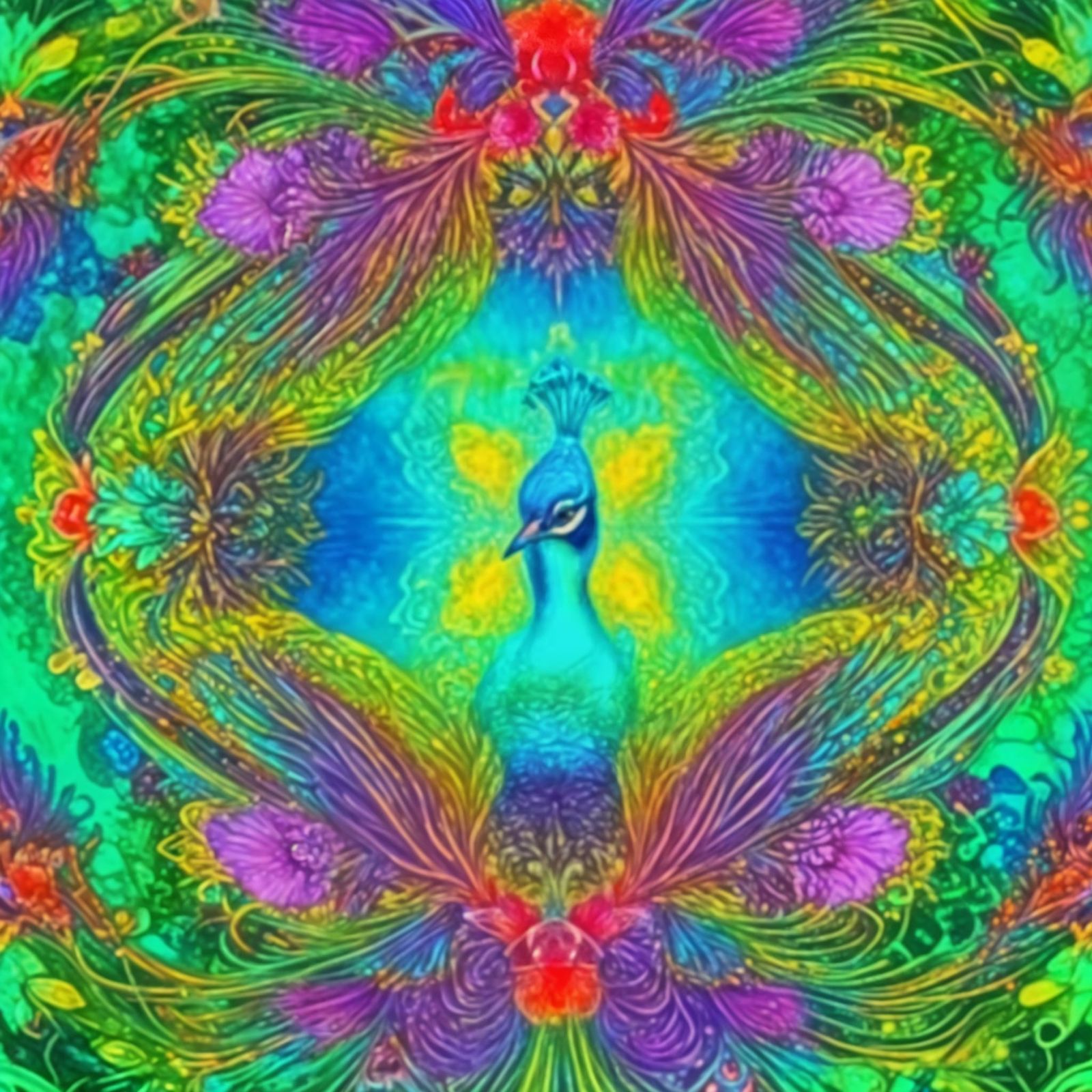 Meditative Frame for a Peacock