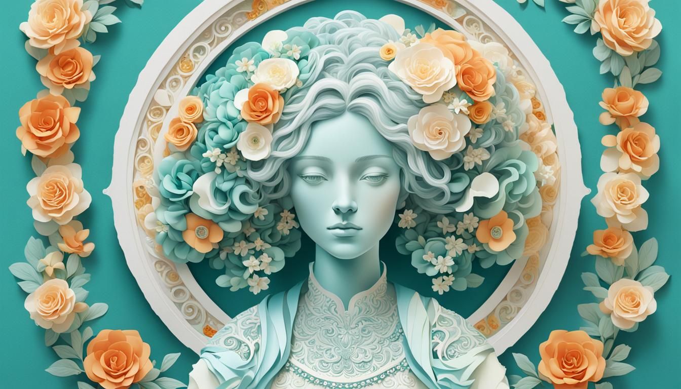 bust of a woman with a serene expression..