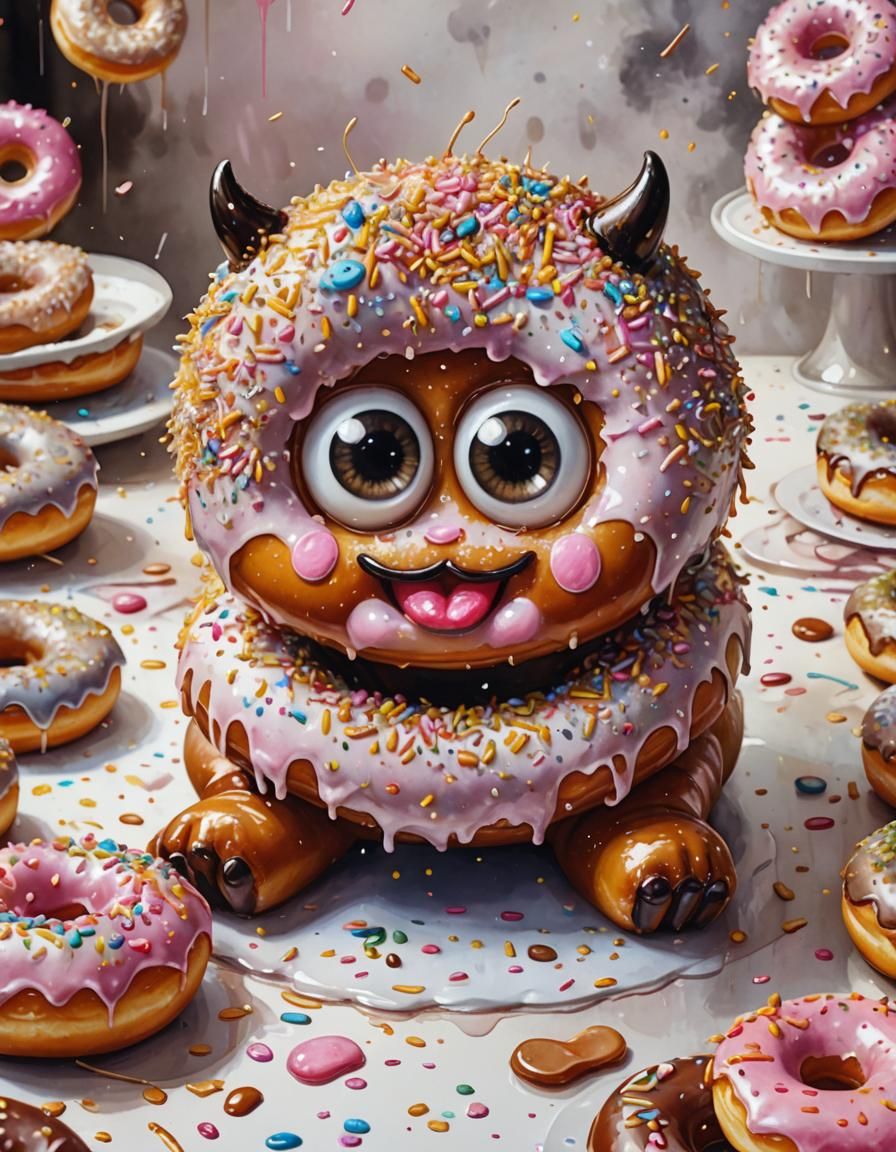 cute donut monster  by @Judith_Nightart