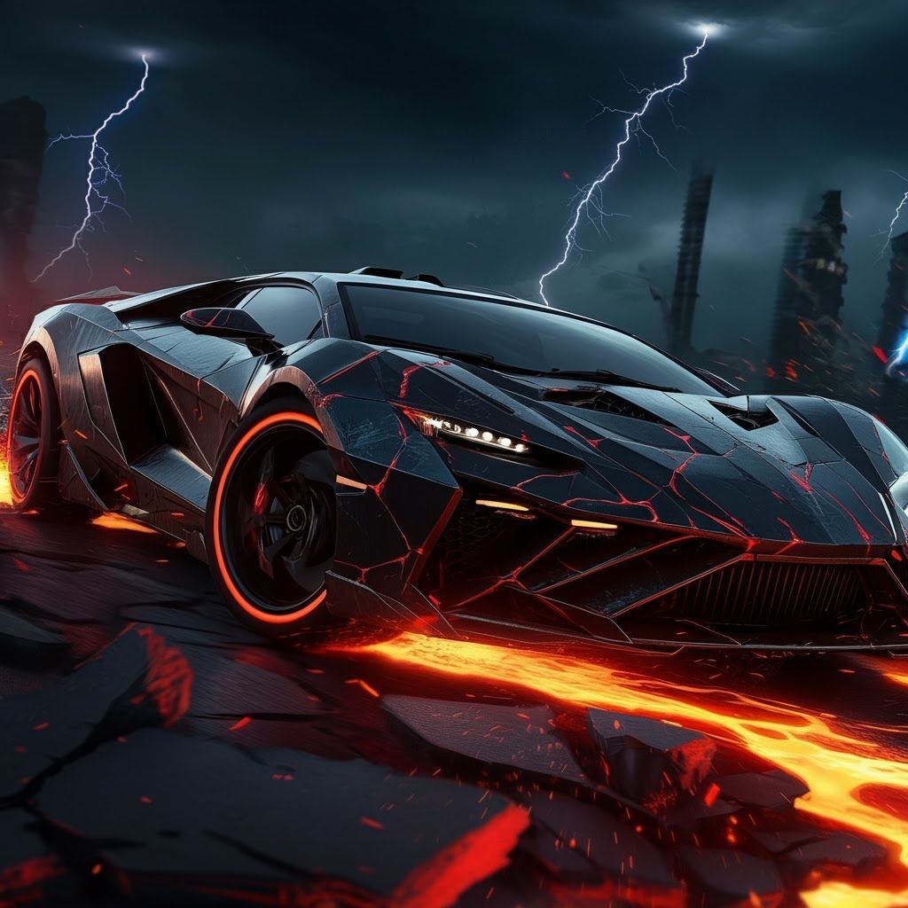 Armored Supercar Speeds Through Shattered Cyberpunk City