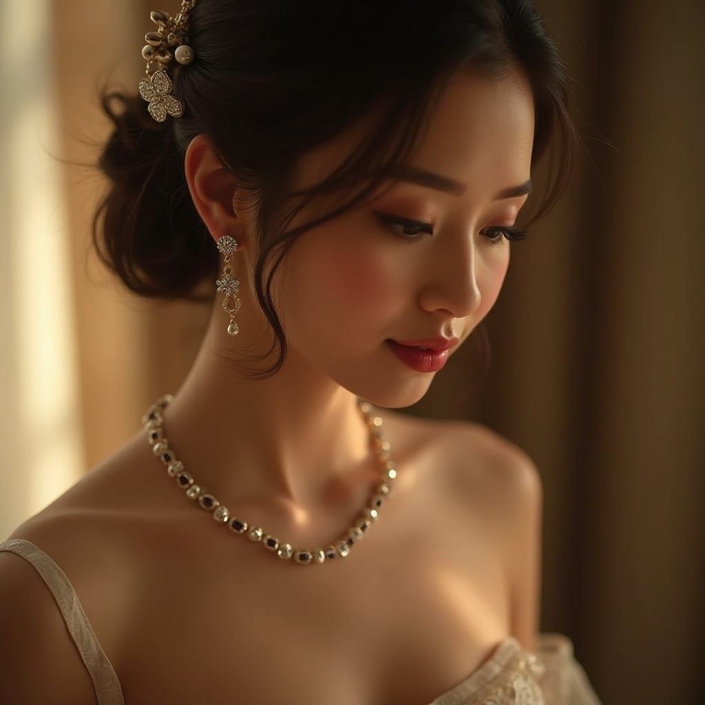 Elegant Woman in Soft, Warm Ambiance