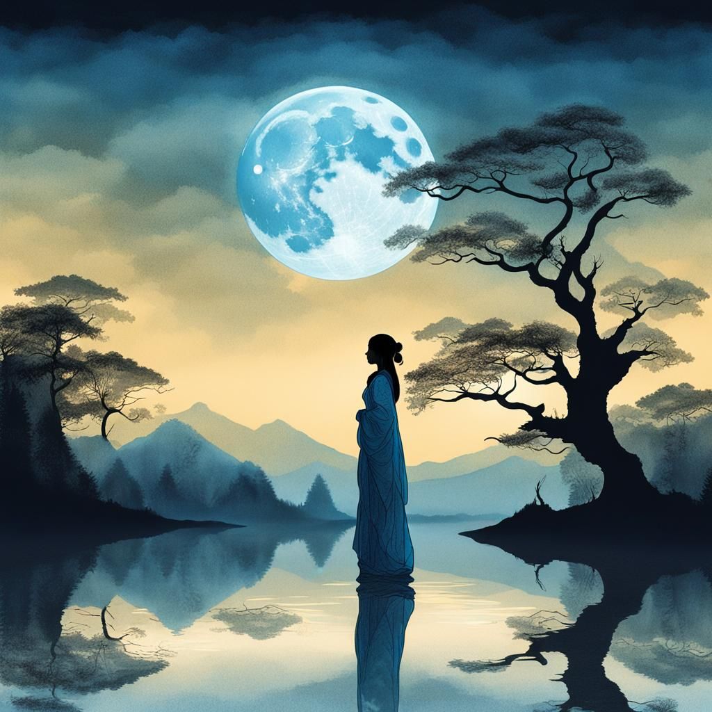 Full moon - AI Generated Artwork - NightCafe Creator