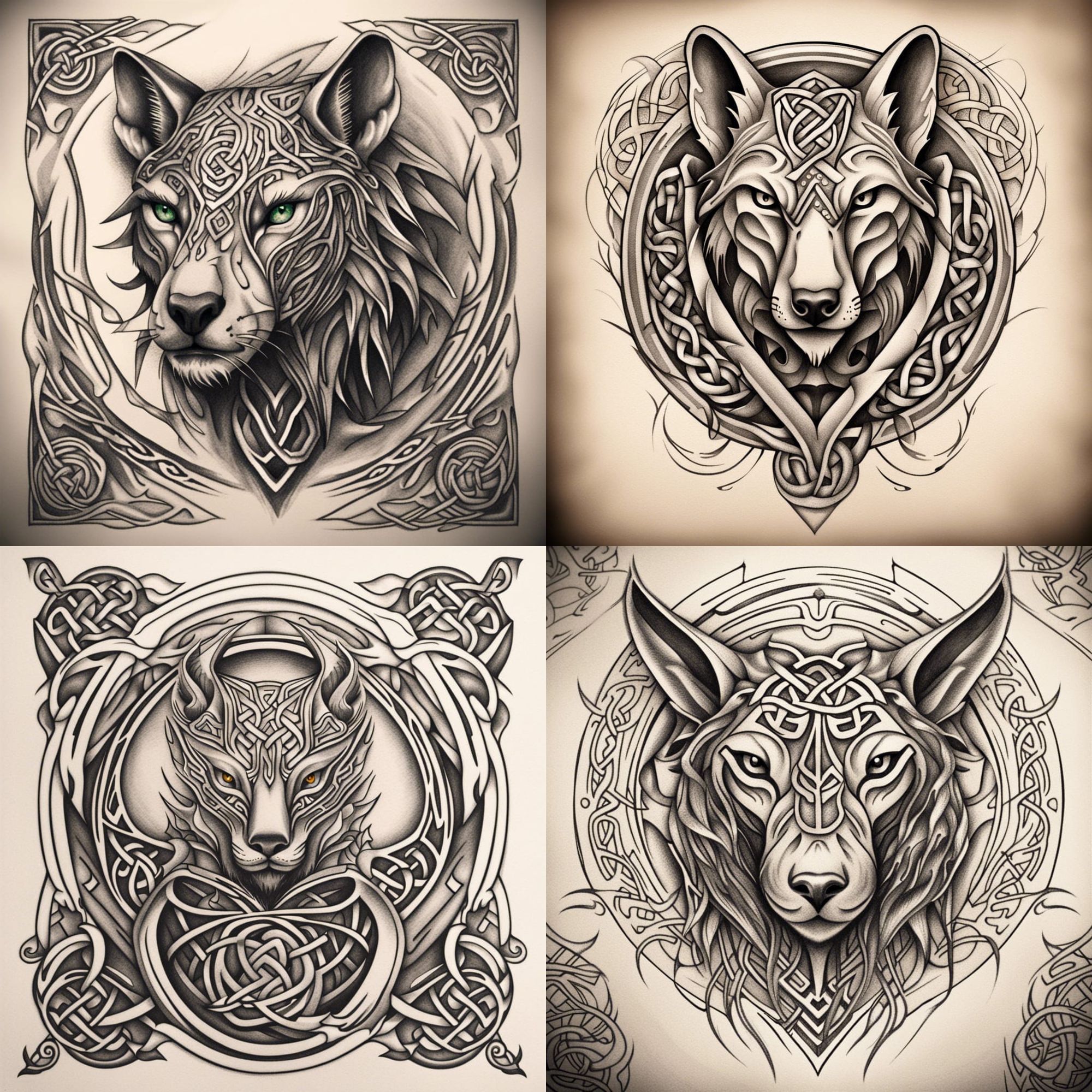 Tattoo wolf animal logo for unique modern Vector Image