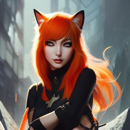 Orange cat gurl - AI Generated Artwork - NightCafe Creator