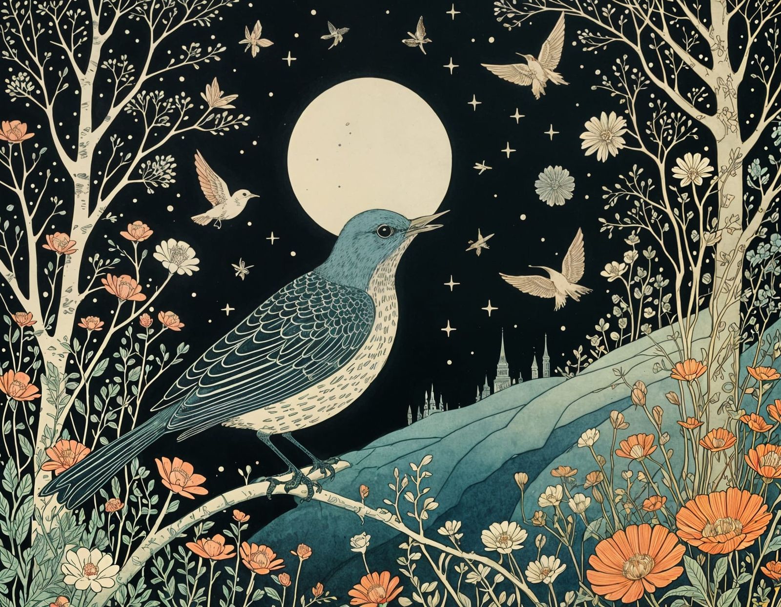 A nightingale singing
  by @Le Lapin