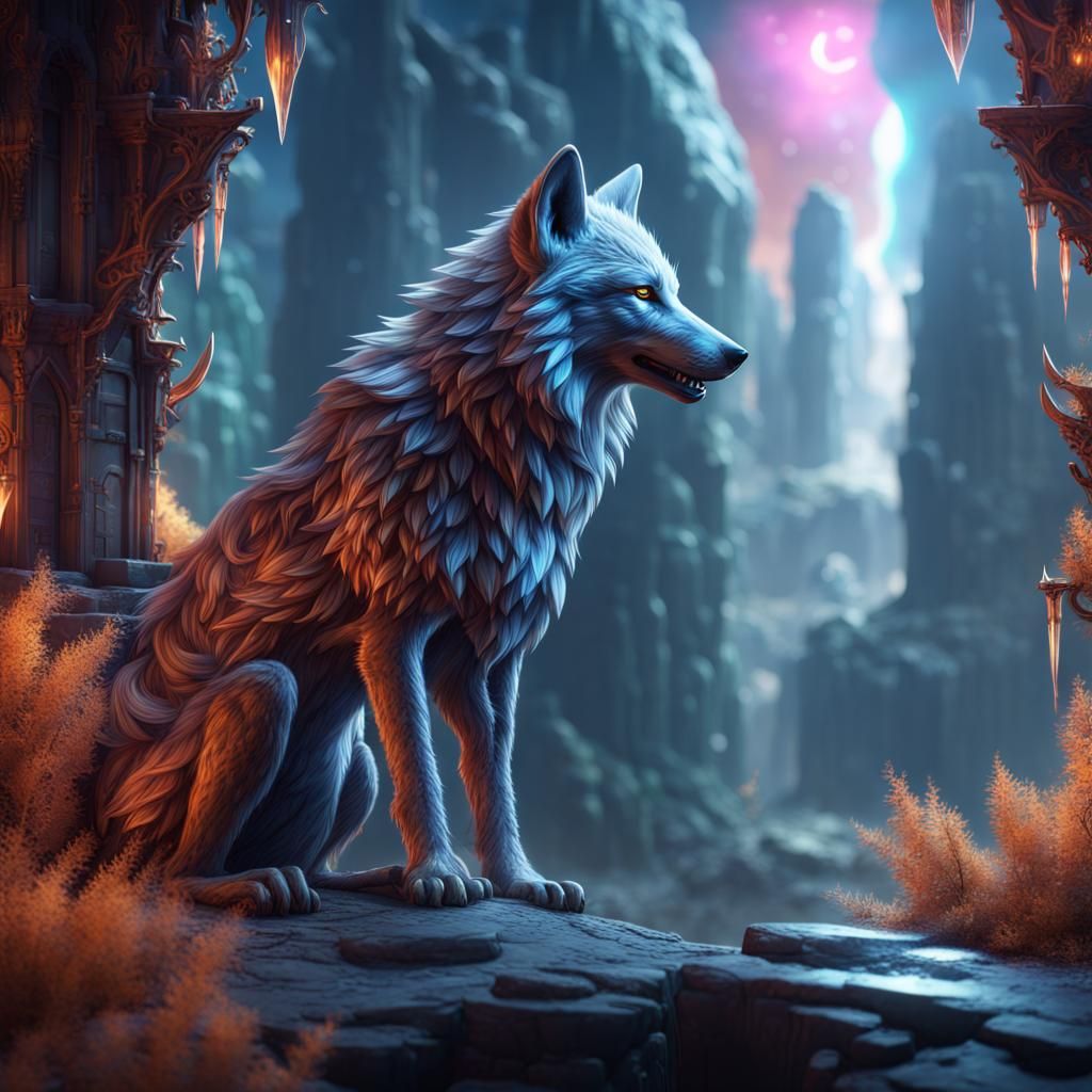 a crystal wolf