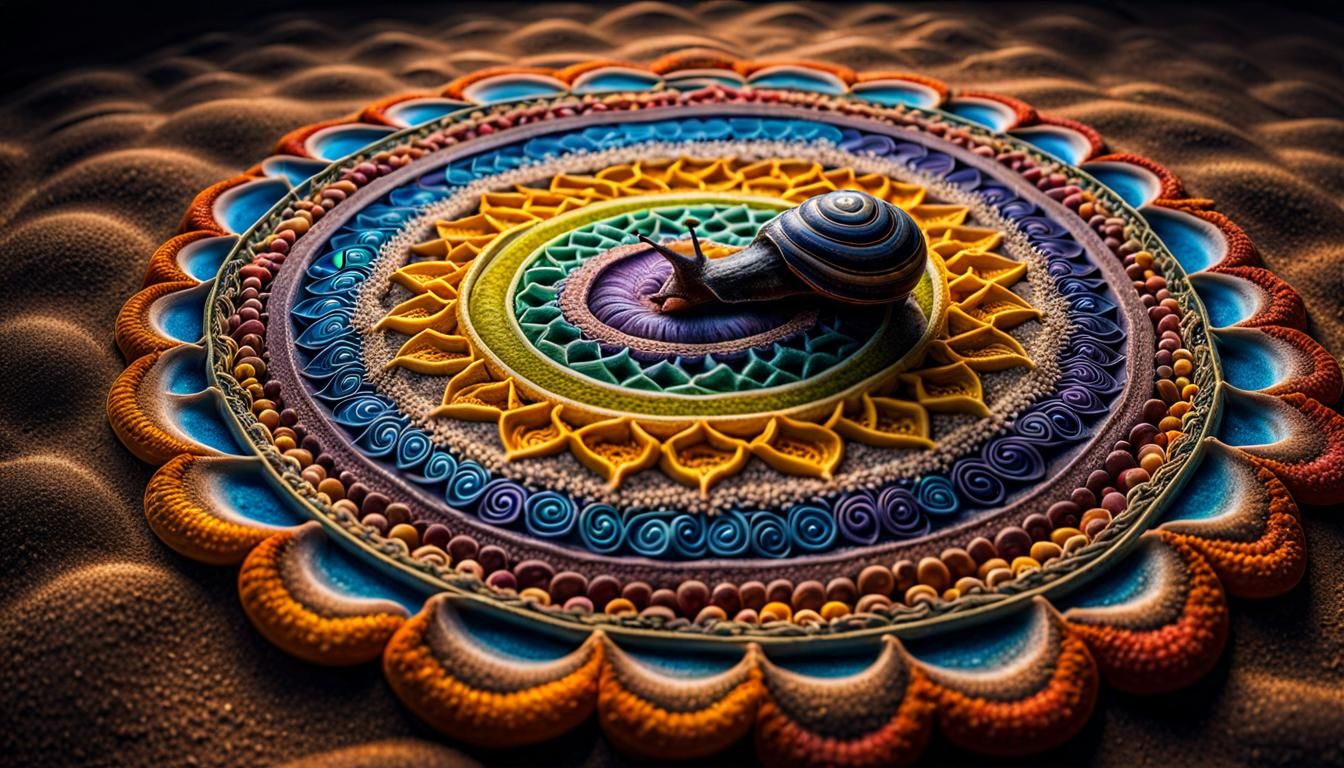 A Tiny Snail Creating a Mandala  by @Mushroom Man