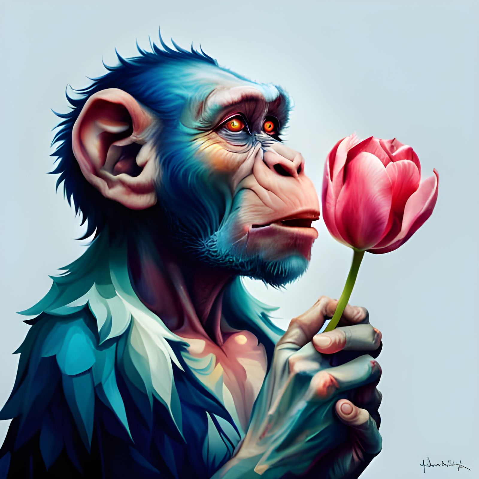 Romantic monkey   by @Manaland