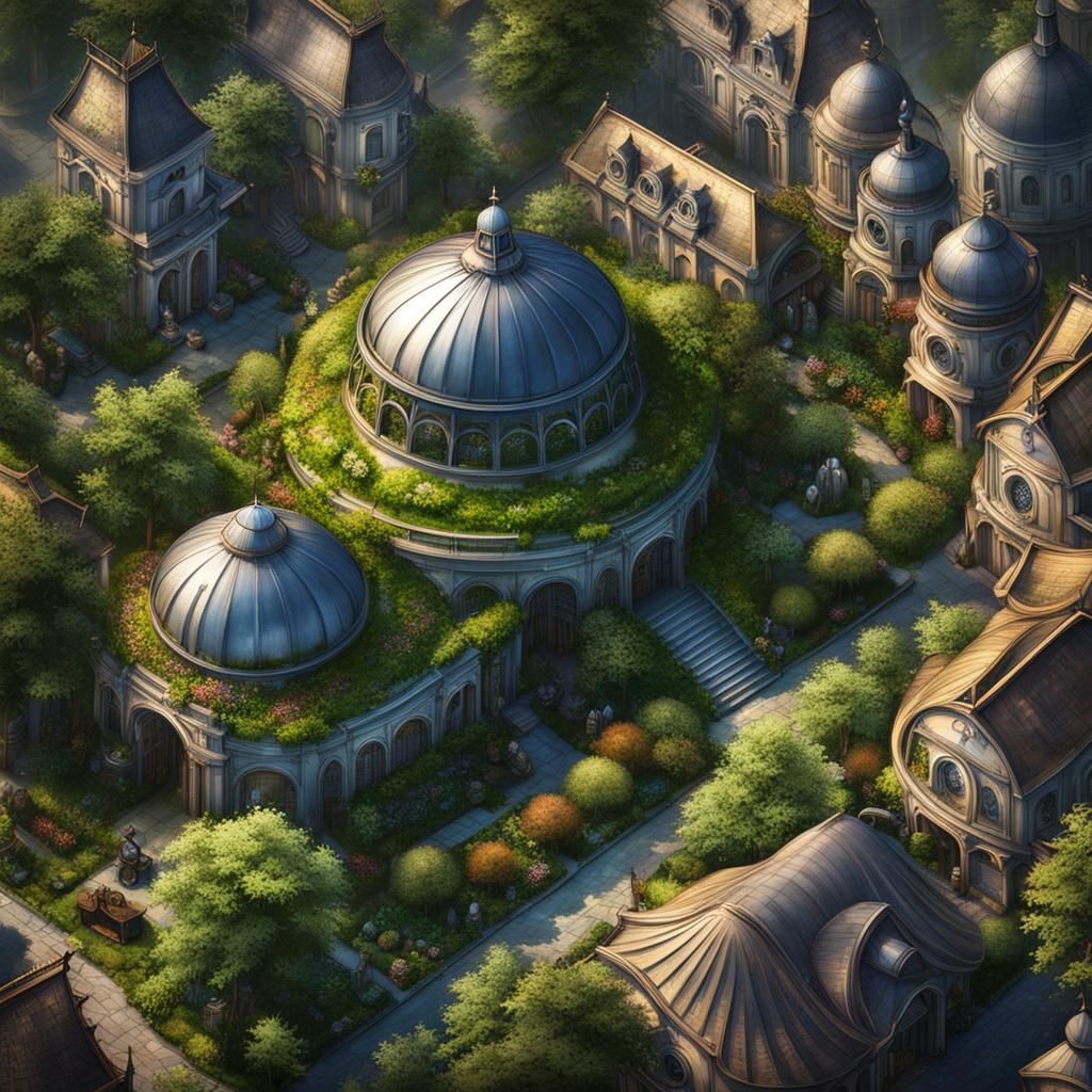 overgrown fantasy town