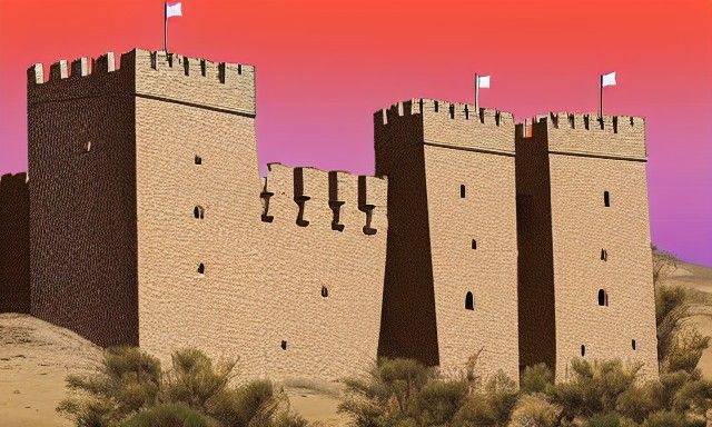 Medieval castle in a desert