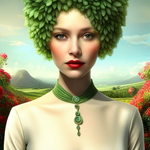 Green woman AI Generated Artwork NightCafe Creator