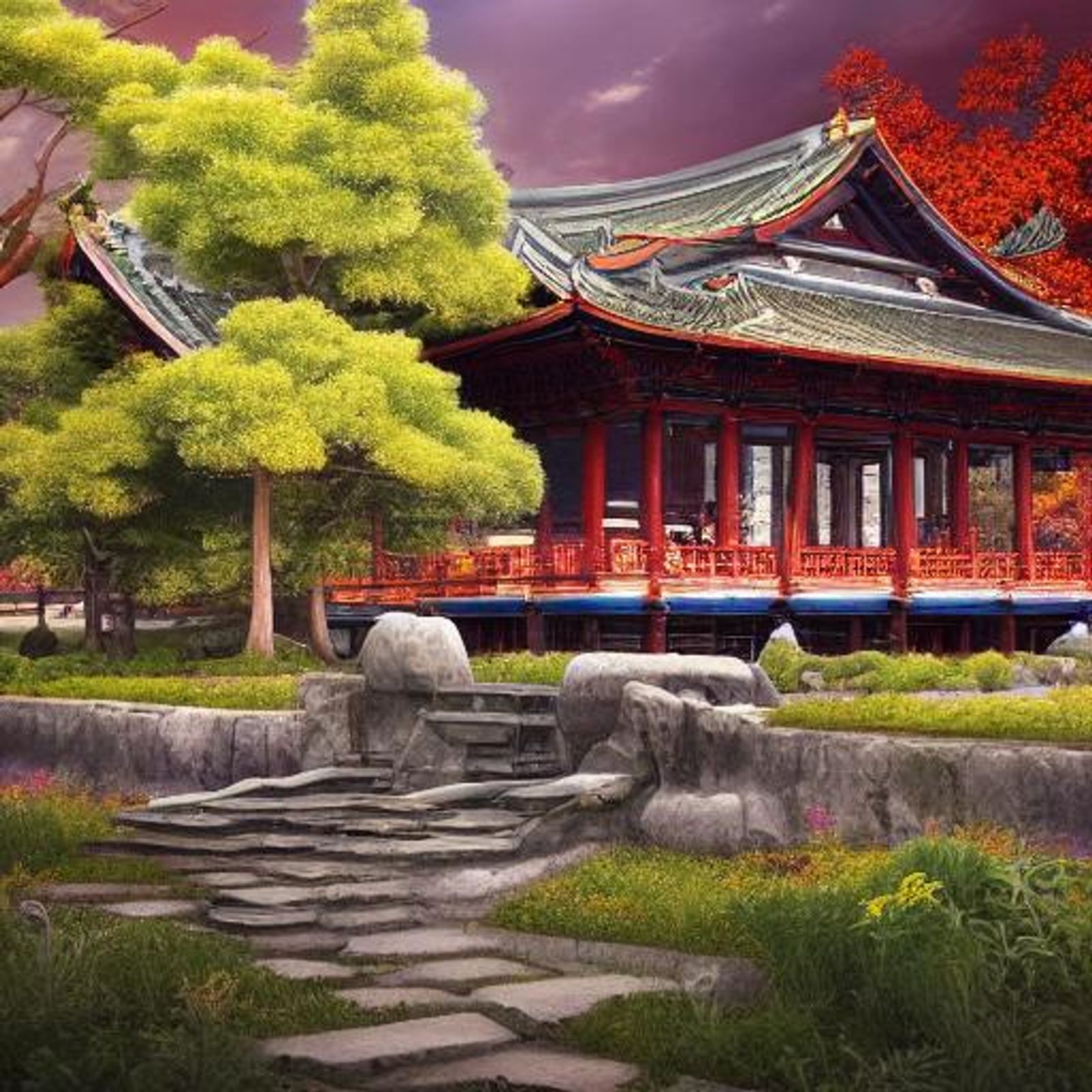 Meditation pavilion Soaring Jade sect. AI Generated Artwork NightCafe Creator