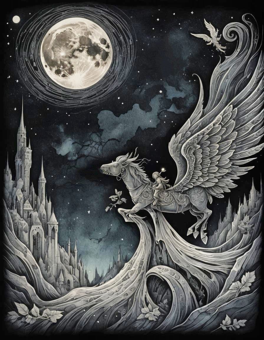 Pegasus and moonlight flight