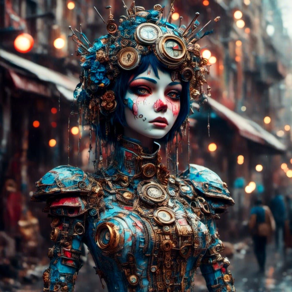 Clockwork Porcelain Soldier in Macabre Toypunk Style