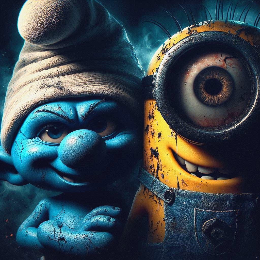 Minions meet the Smurfs