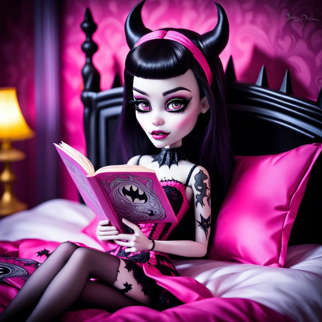 monster high draculaura reading batman a bedtime story in be...