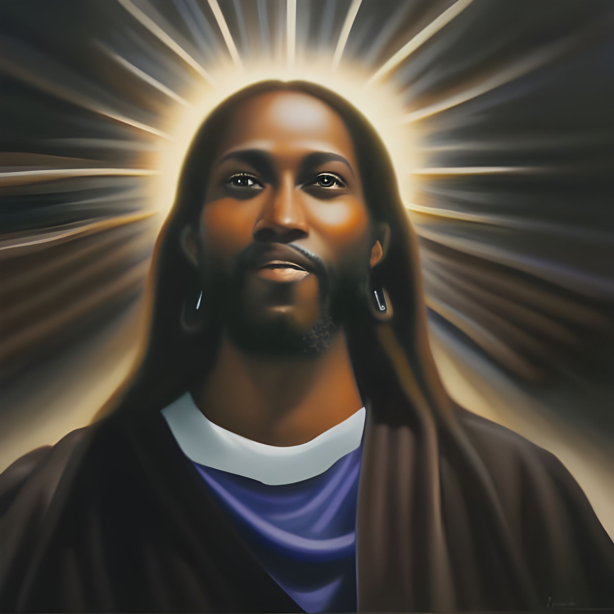 Cosmic Jesus in super realistic oil painting AI Generated