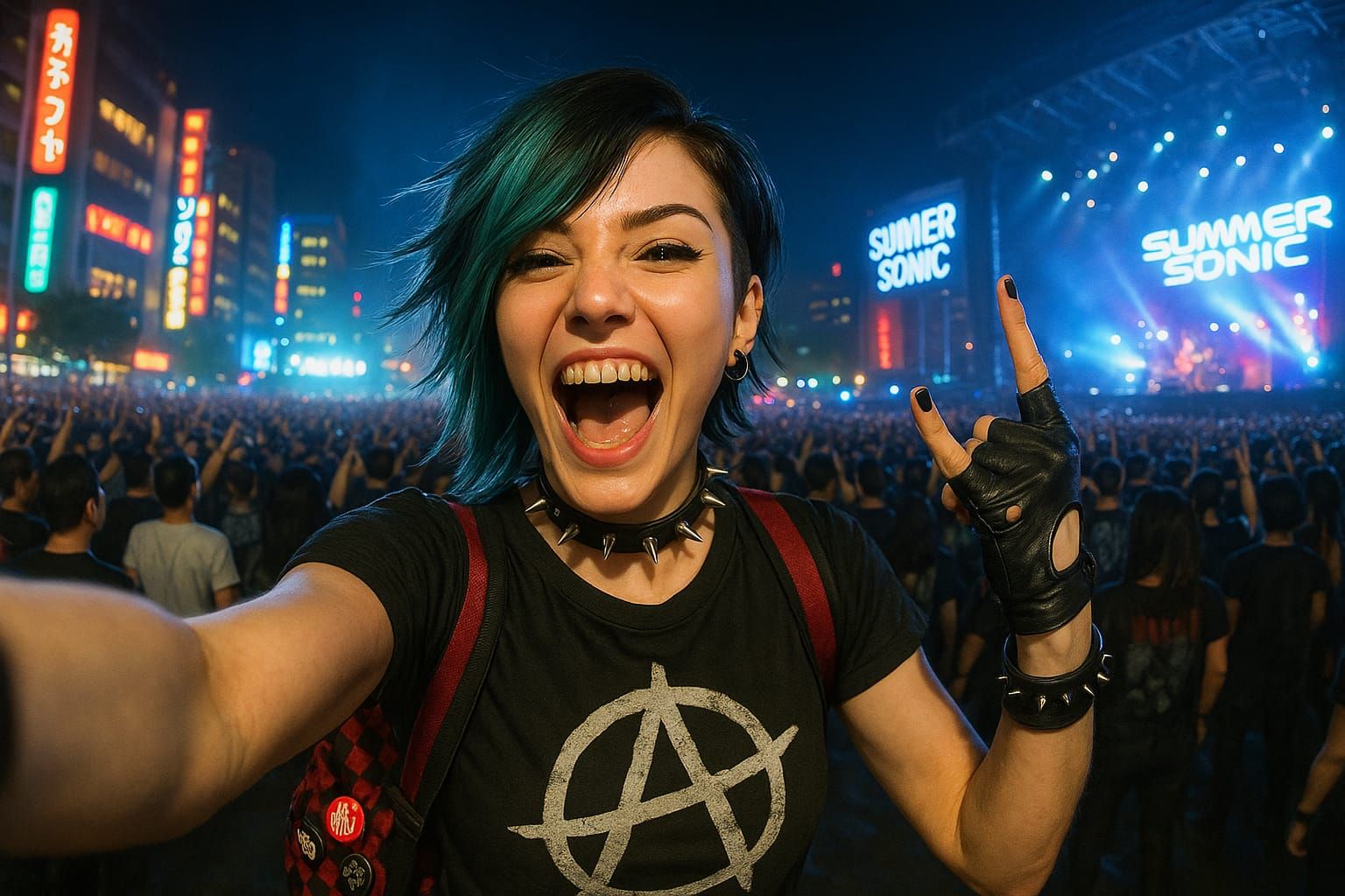 punk girl at Summer Sonic Festival - rocking out