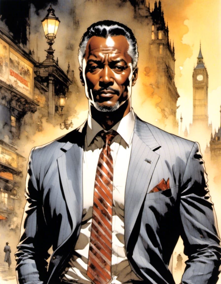 handsome middle aged business man <lora:Dark Soft Comic:1.0> comic