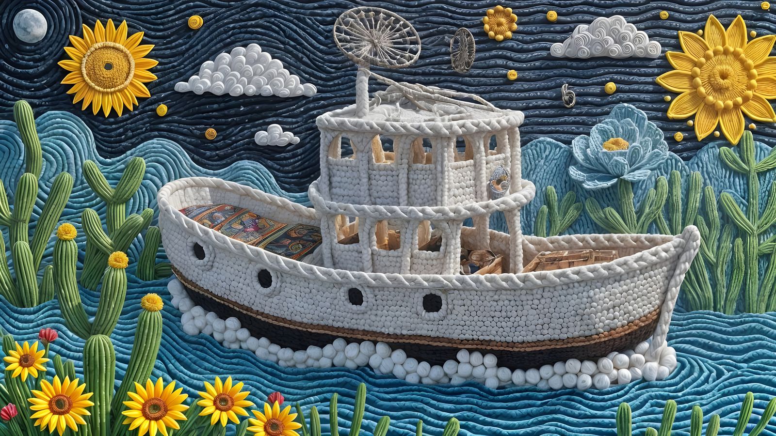 boat made of yarn  by @Josh