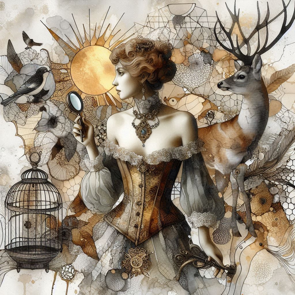 Deer and Birdcage collage