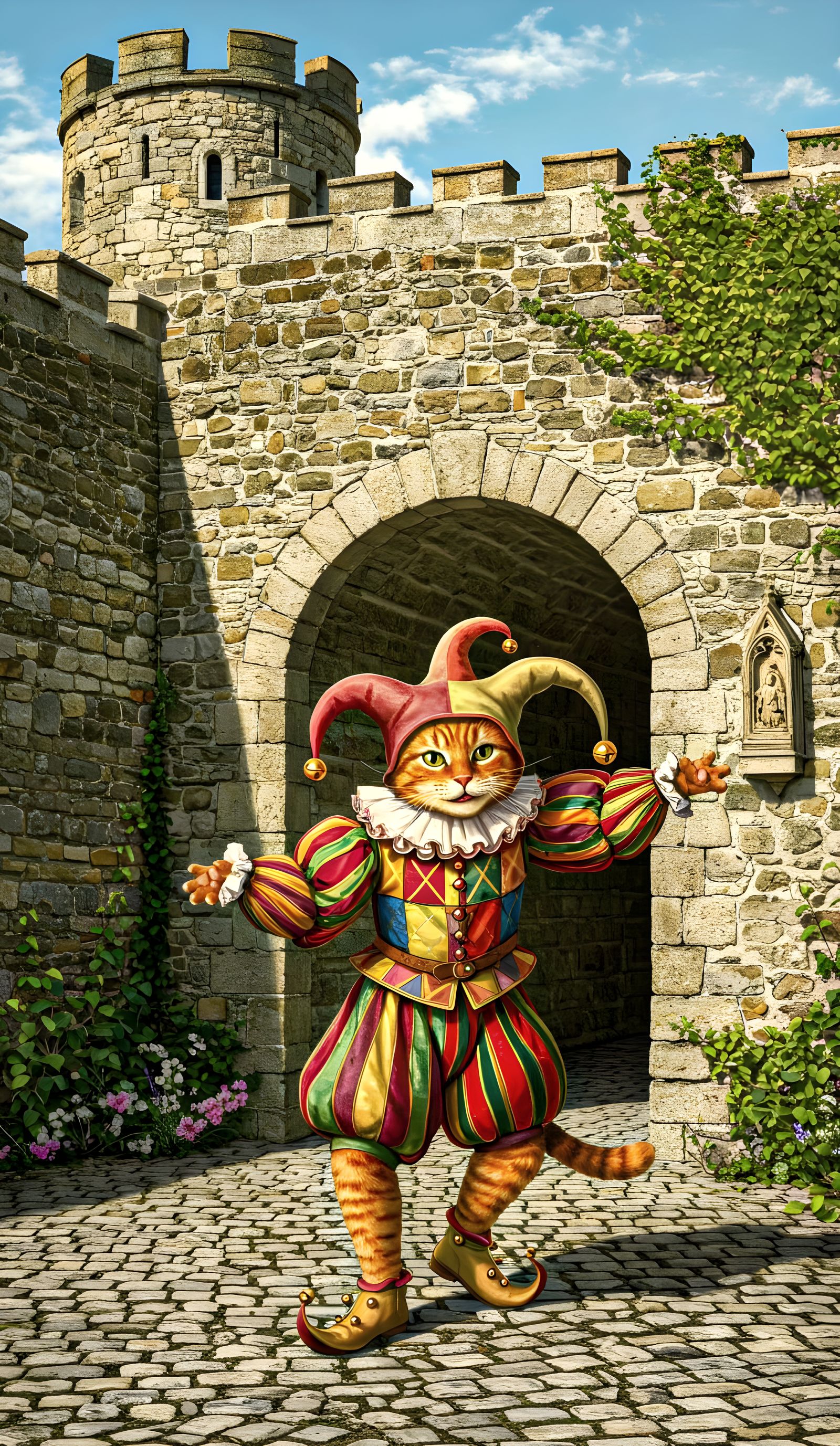 Dancing jester cat