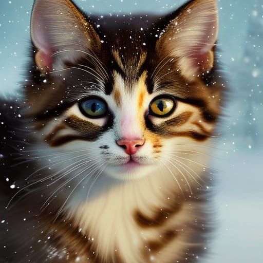 Kitten in the snow AI Generated Artwork NightCafe Creator