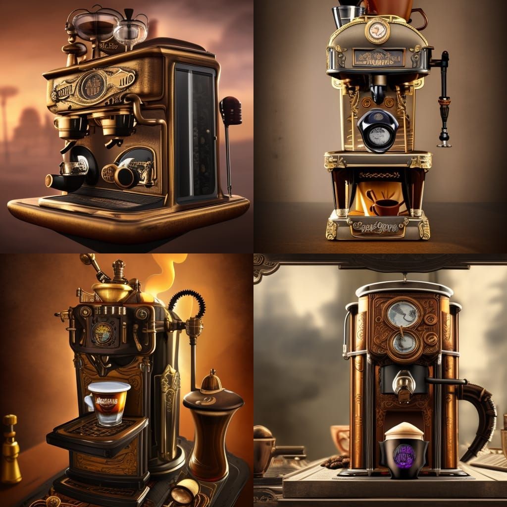 Steampunk Lever Expresso Coffee Machine AI Generated Artwork