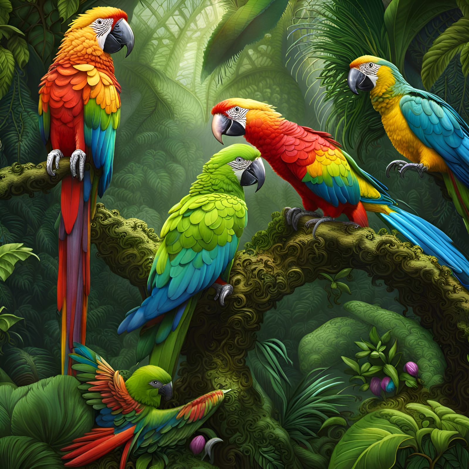 Colorful Parrots   by @gothos_the_vain