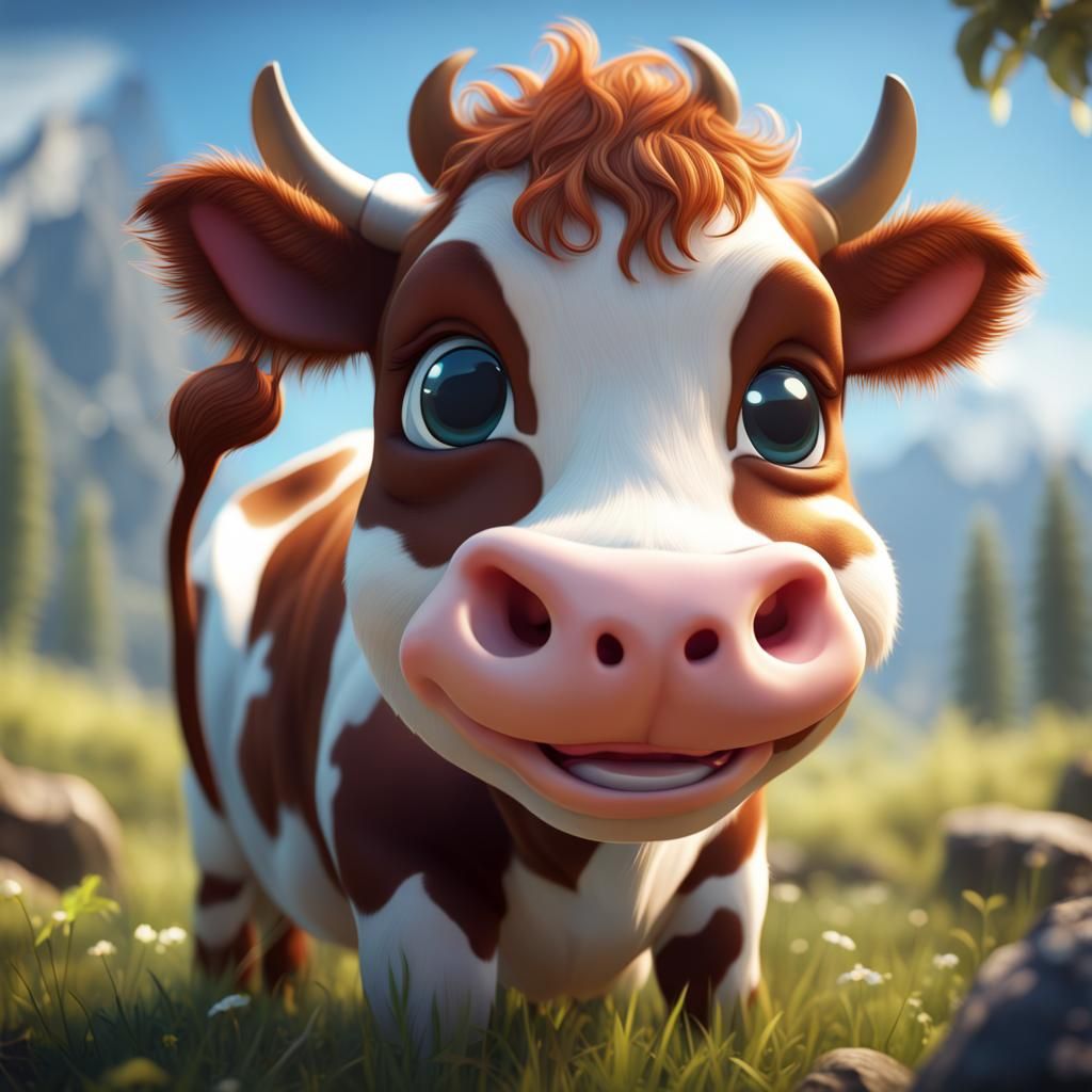 Adorable baby cow smiling at the camera - AI Generated Artwork ...