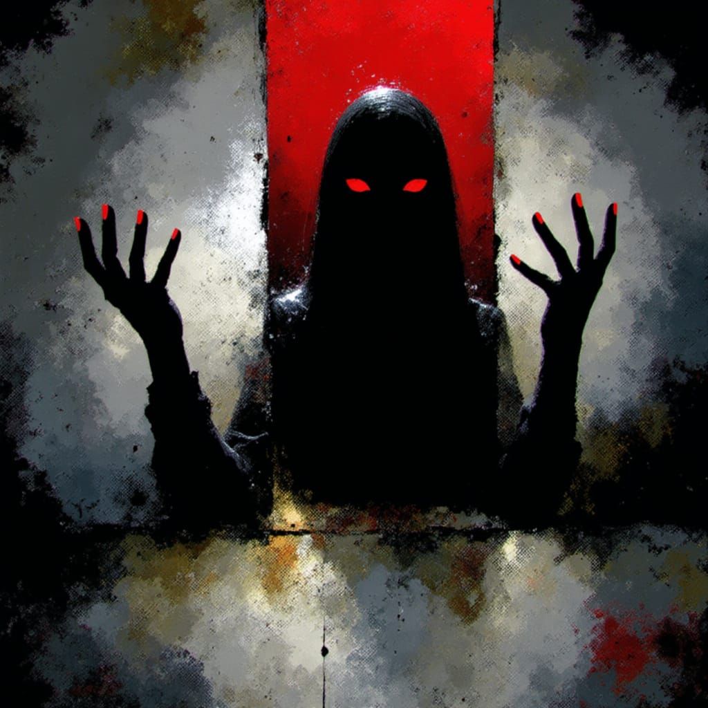 Imagine in the style of <lora:Imagine:1.5> A monstrous figure emerging from the shadows, distorted and glitching as if from a corrupted nigh...