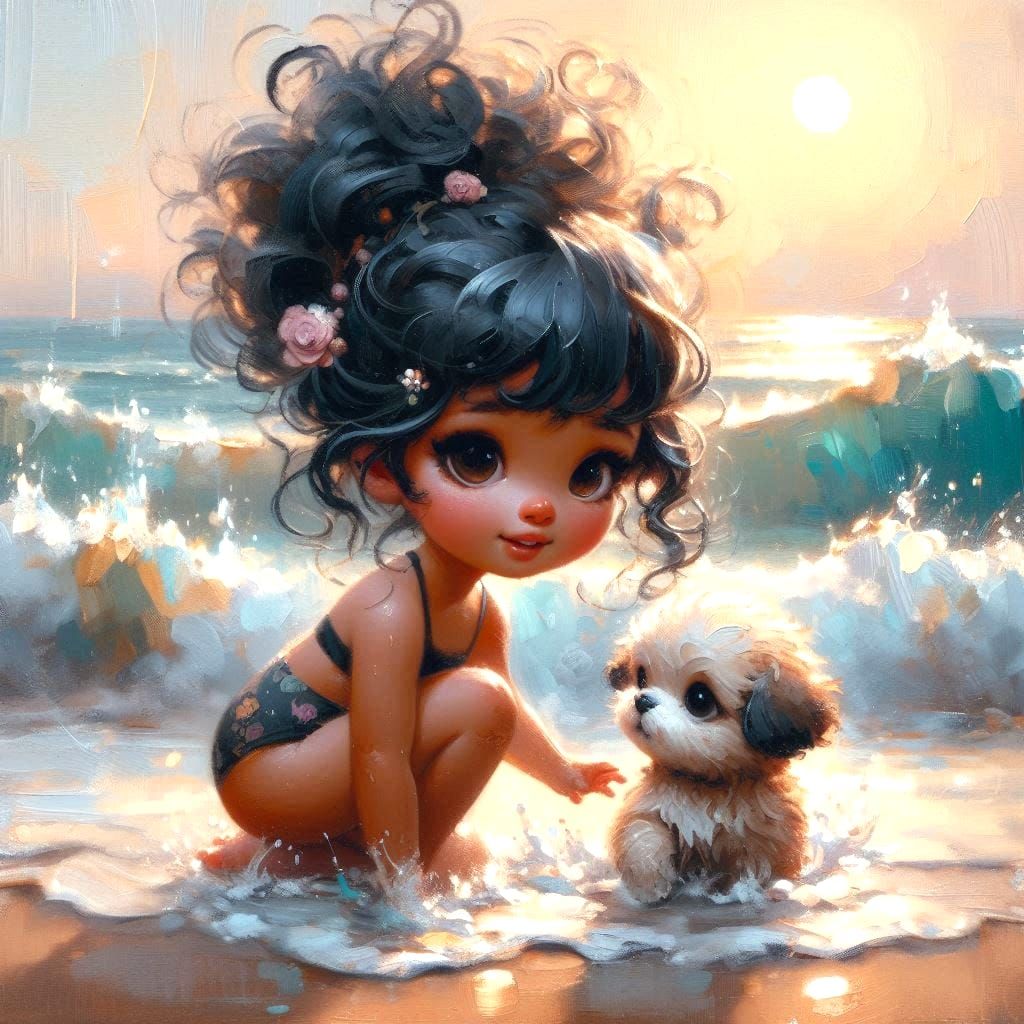 Playing in the waves