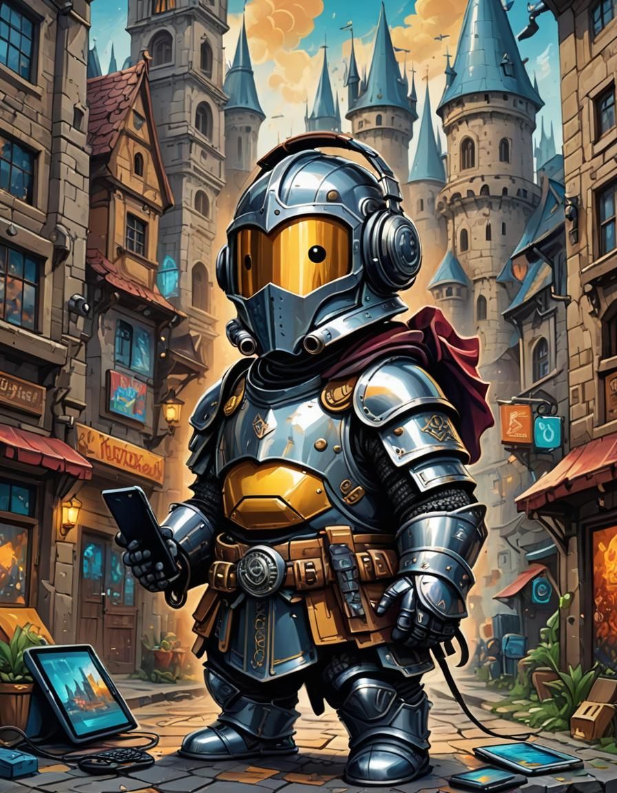 Medieval Knight with IPAD